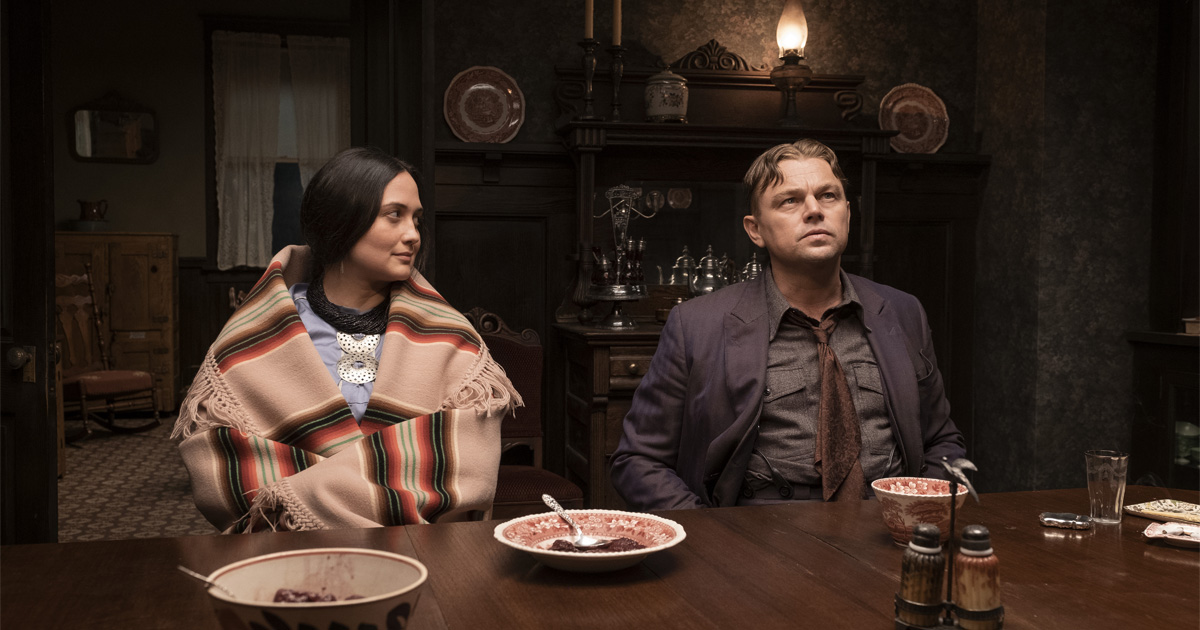 Lily Gladstone and Leonardo DiCaprio in Killers of the Flower Moon